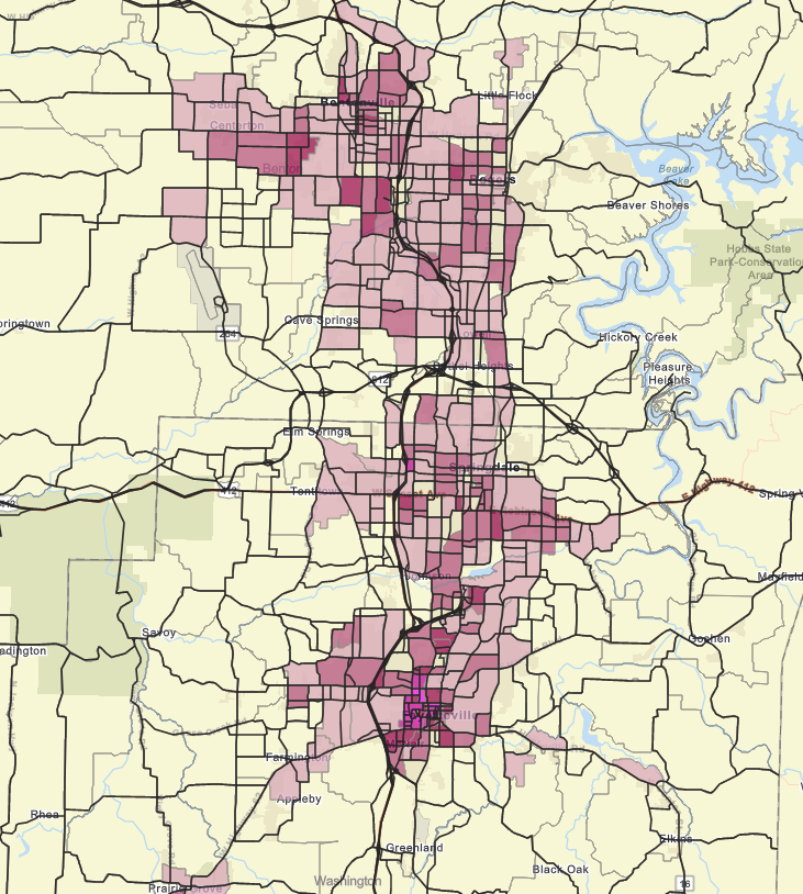 Northwest Arkansas Travel Forecasting Model Map